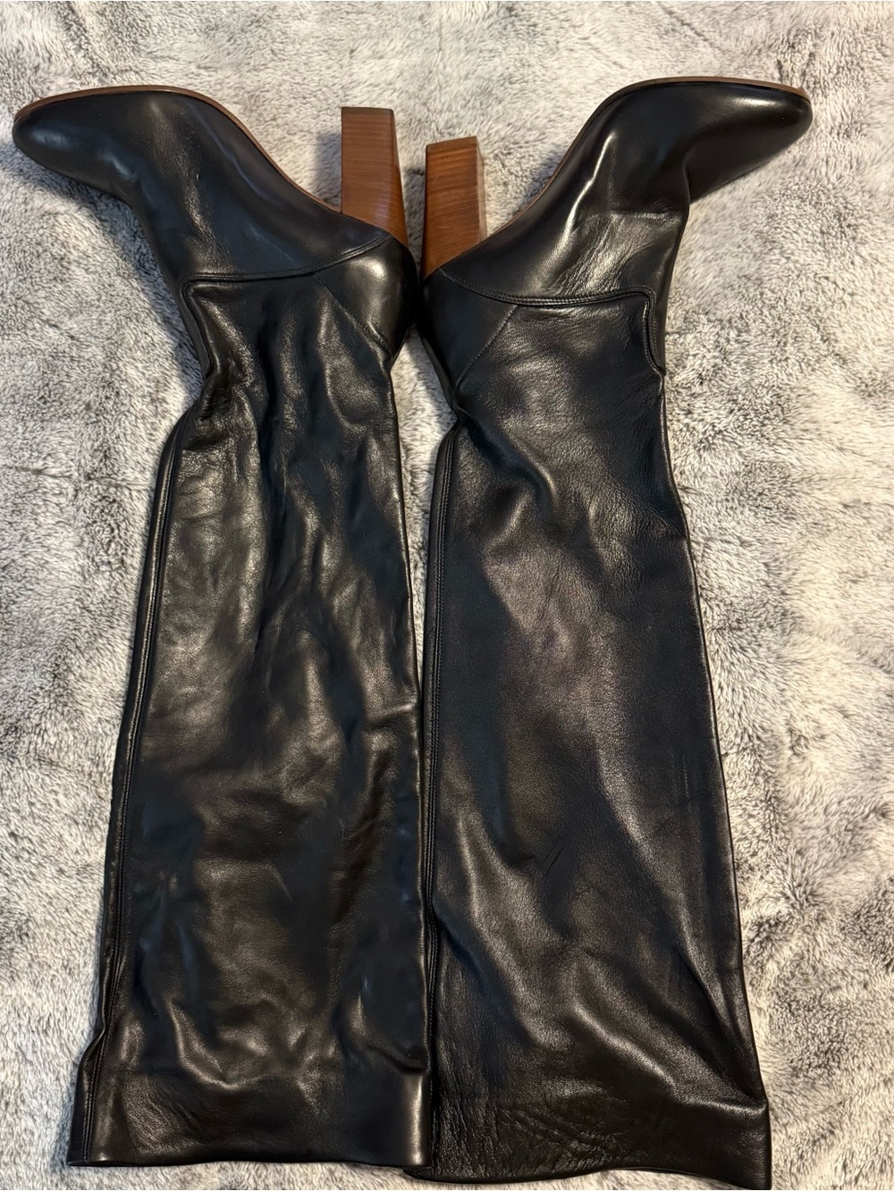 NWOB Polo by Ralph Lauren Black Leather Tall Heeled Boots
